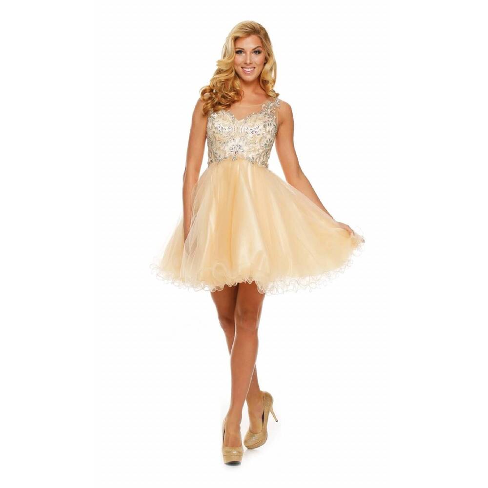 NEW JULIET a line with tulle skirt prom dress in light gold